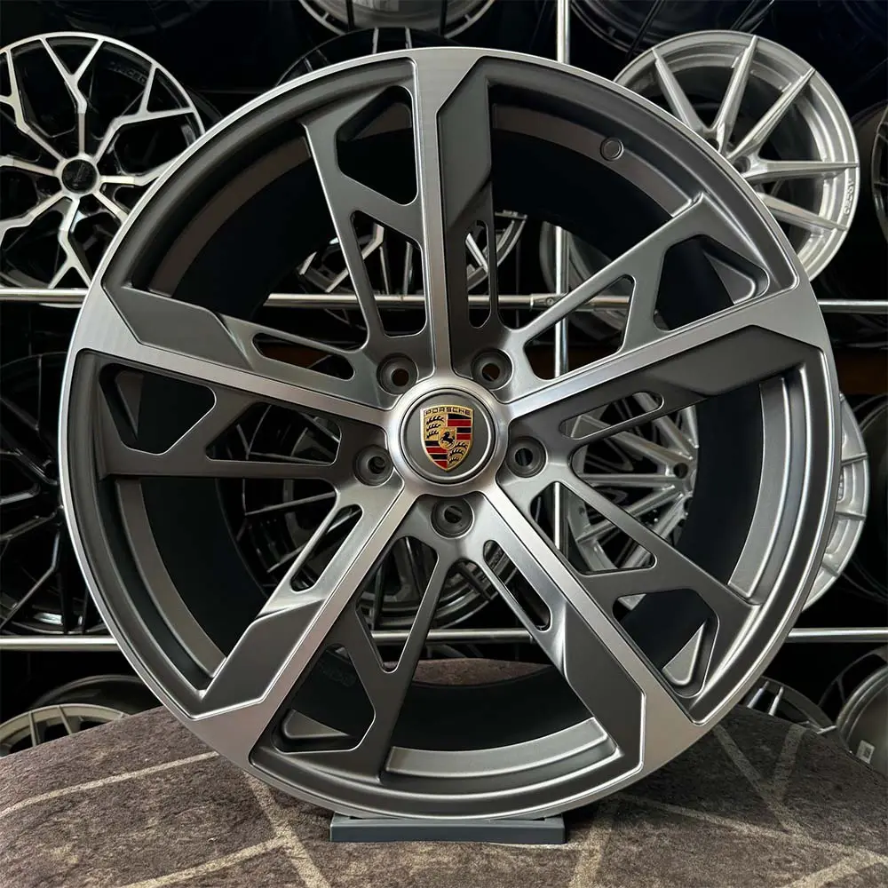 21 inç 5x130 Porsche Macan 9.5 11.5 Ofset Gun Metal Elmas Kesim Jant Modeli (4 Adet)