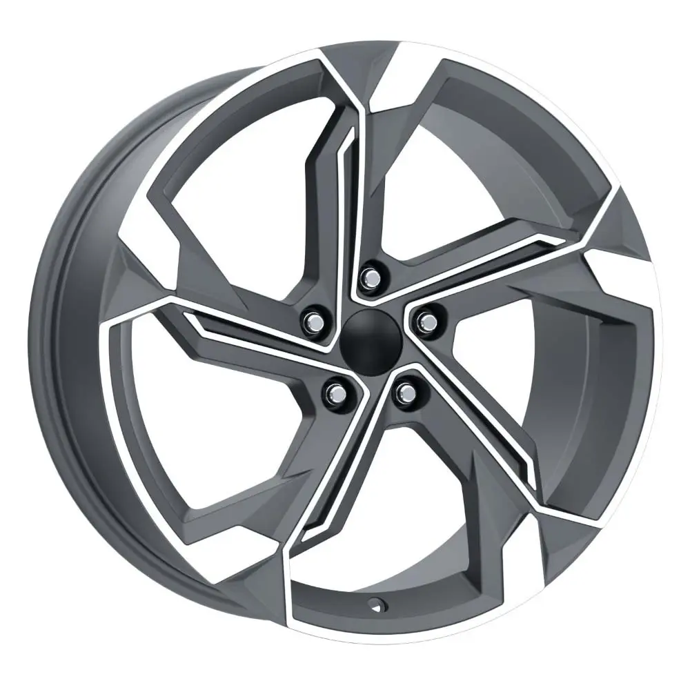 18 inç 5x112 A3 A4 Octavia Golf Jetta Passat Caddy Uyumlu Gun Metal Elmas Kesim Jant Modeli (4 Adet)