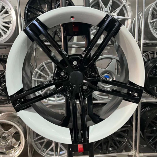 19 inç 5x112 Taycan Vw Seat Skoda Audi Uyumlu Siyah, Beyaz Jant Modeli (4 Adet)