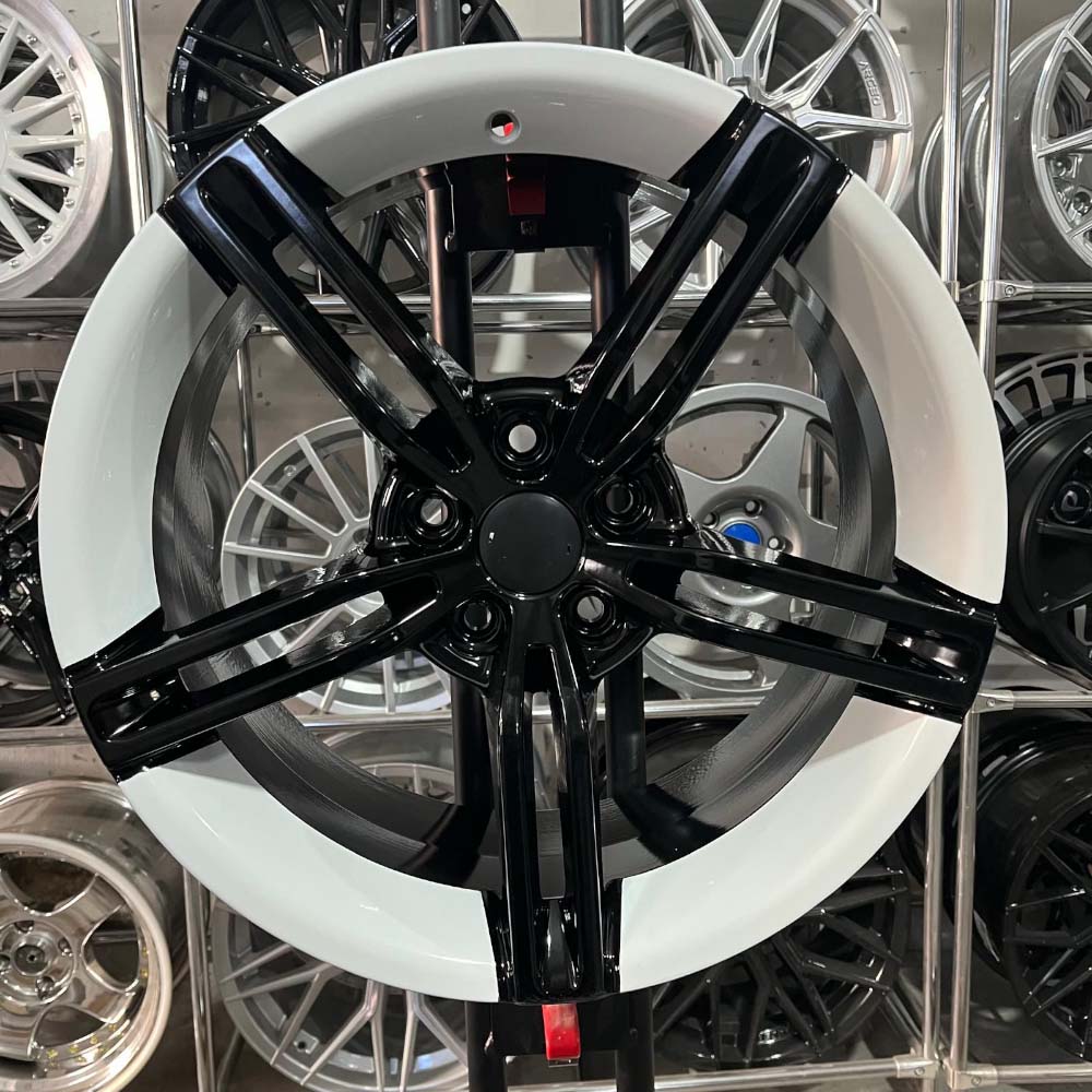 17 inç 5x112 Vw Golf Jetta Passat Caddy Seat Leon Uyumlu Porsche Taycan Siyah, Beyaz Jant Modeli (4 Adet)