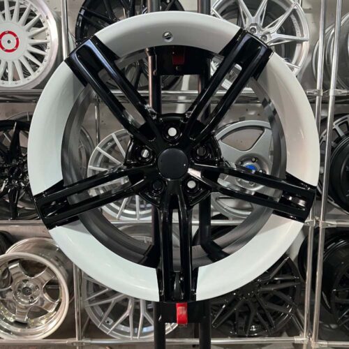 16 inç 5x112 Golf Jetta Passat Caddy Leon Octavia Uyumlu Taycan Siyah - Beyaz Jant Modeli (4 Adet)